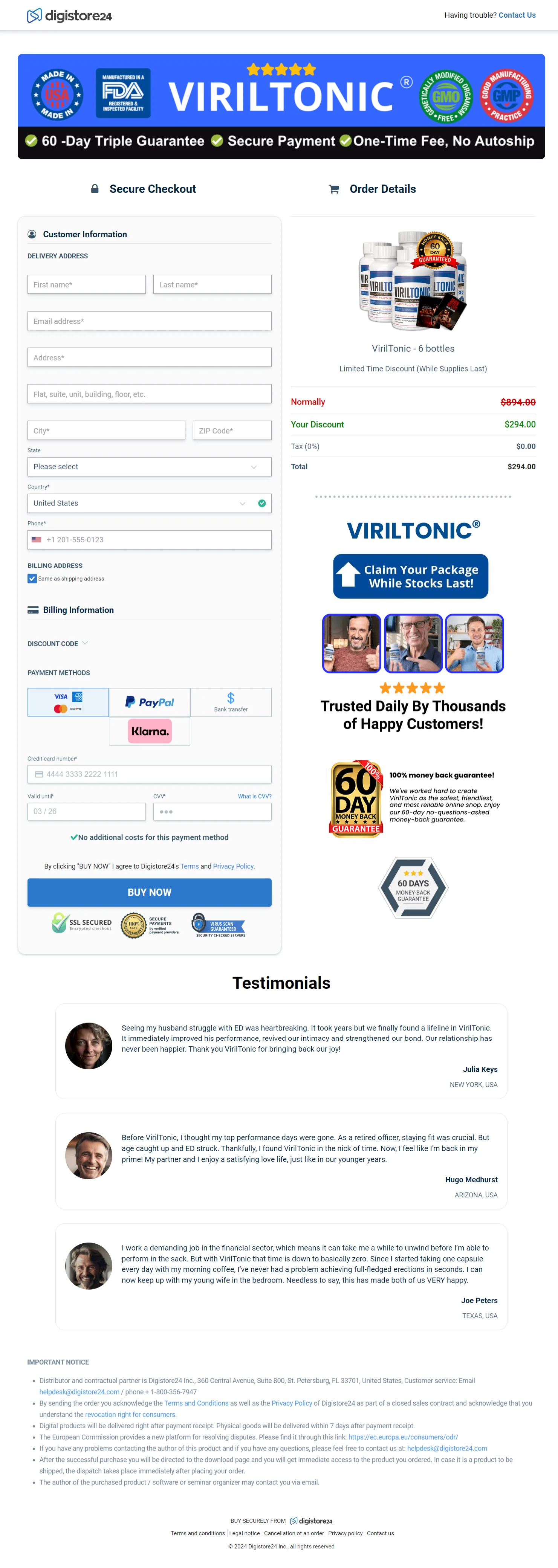 VirilTonic order form